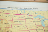 Detail of vintage Denoyer Geppert Simplified Series USA map, pale yellow and blue.