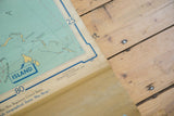 Vintage 1958 Denoyer Geppert map detail, pale blue and yellow Bahamas, copyright, aged bottom.