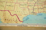 Vintage 1958 USA map showing Gulf Coast, pale yellow states, and map legend.