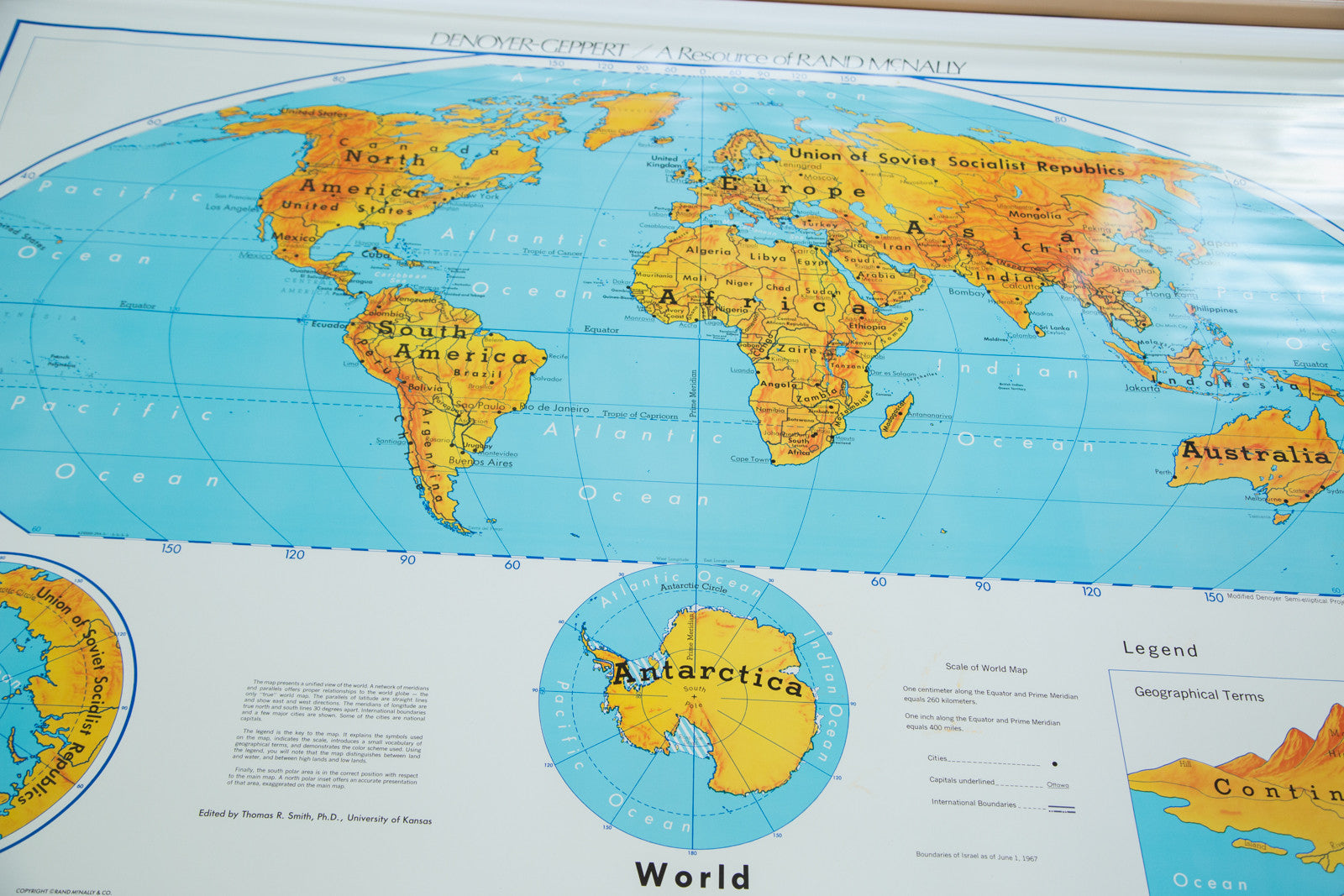 Vintage 1960s Denoyer Geppert World Pull Down Map // ONH Item 2477 Image 1