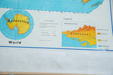 Vintage Denoyer Geppert map bottom detail, showing bright color legend and wood roller.