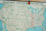 Vintage pull down map detail showing Southwestern US and Mexico in muted tones.