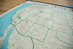 Vintage Illinois Central Railroad Pull Down Map // ONH Item 2478 Image 6