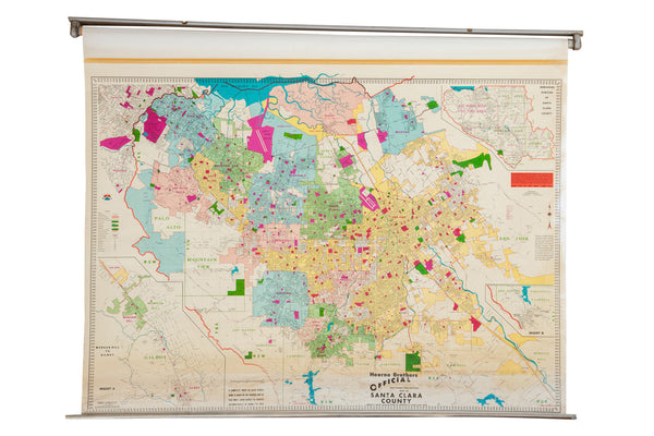 Vintage Santa Clara County California Pull Down Map // ONH Item 2479