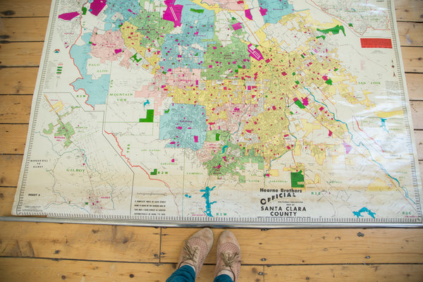 Vintage Santa Clara County California Pull Down Map // ONH Item 2479 Image 12