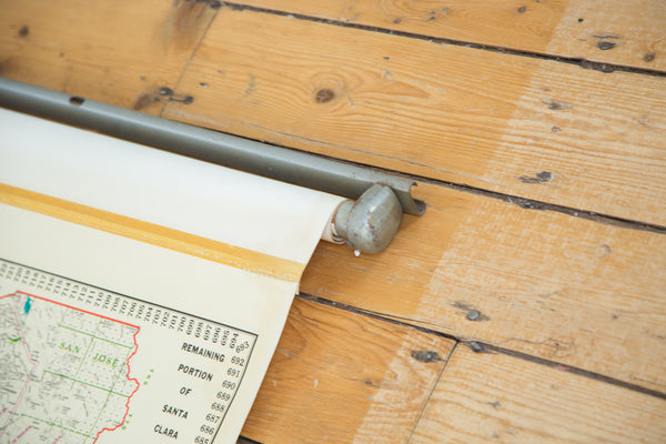 Vintage Santa Clara County California Pull Down Map // ONH Item 2479 Image 14