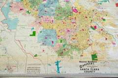 Vintage Santa Clara County California Pull Down Map // ONH Item 2479 Image 1