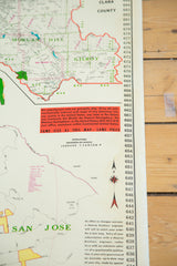 Vintage Santa Clara County California Pull Down Map // ONH Item 2479 Image 3