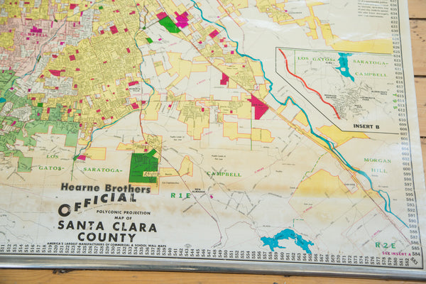 Vintage Santa Clara County California Pull Down Map // ONH Item 2479 Image 4