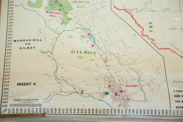 Vintage Santa Clara County California Pull Down Map // ONH Item 2479 Image 5