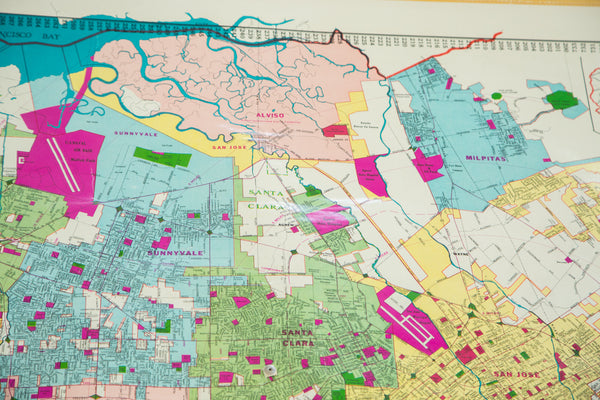 Vintage Santa Clara County California Pull Down Map // ONH Item 2479 Image 8