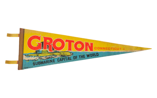 Groton CT Submarine Vintage Felt Flag // ONH Item 2504