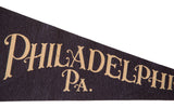 Detail of vintage Philadelphia felt pennant: cream 
