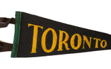 Vintage felt flag with green stitched edge and brown hanging ties.