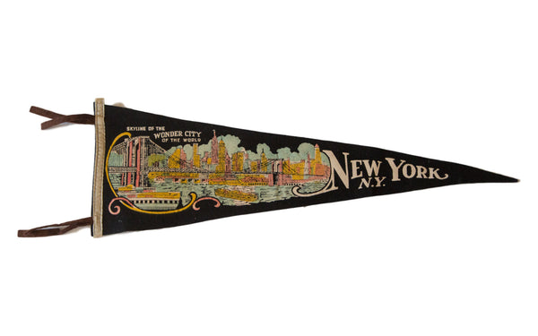 New York Wonder City Vintage Felt Flag // ONH Item 2514