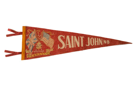 Saint John NB Visiting Canada Vintage Felt Flag // ONH Item 2526