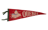 Vintage red felt Quebec Chateau Hotel pennant with cream lettering and green trim, 8 by 23 inches.