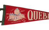 Vintage red felt pennant detail, Chateau Frontenac Hotel illustration and green edge.