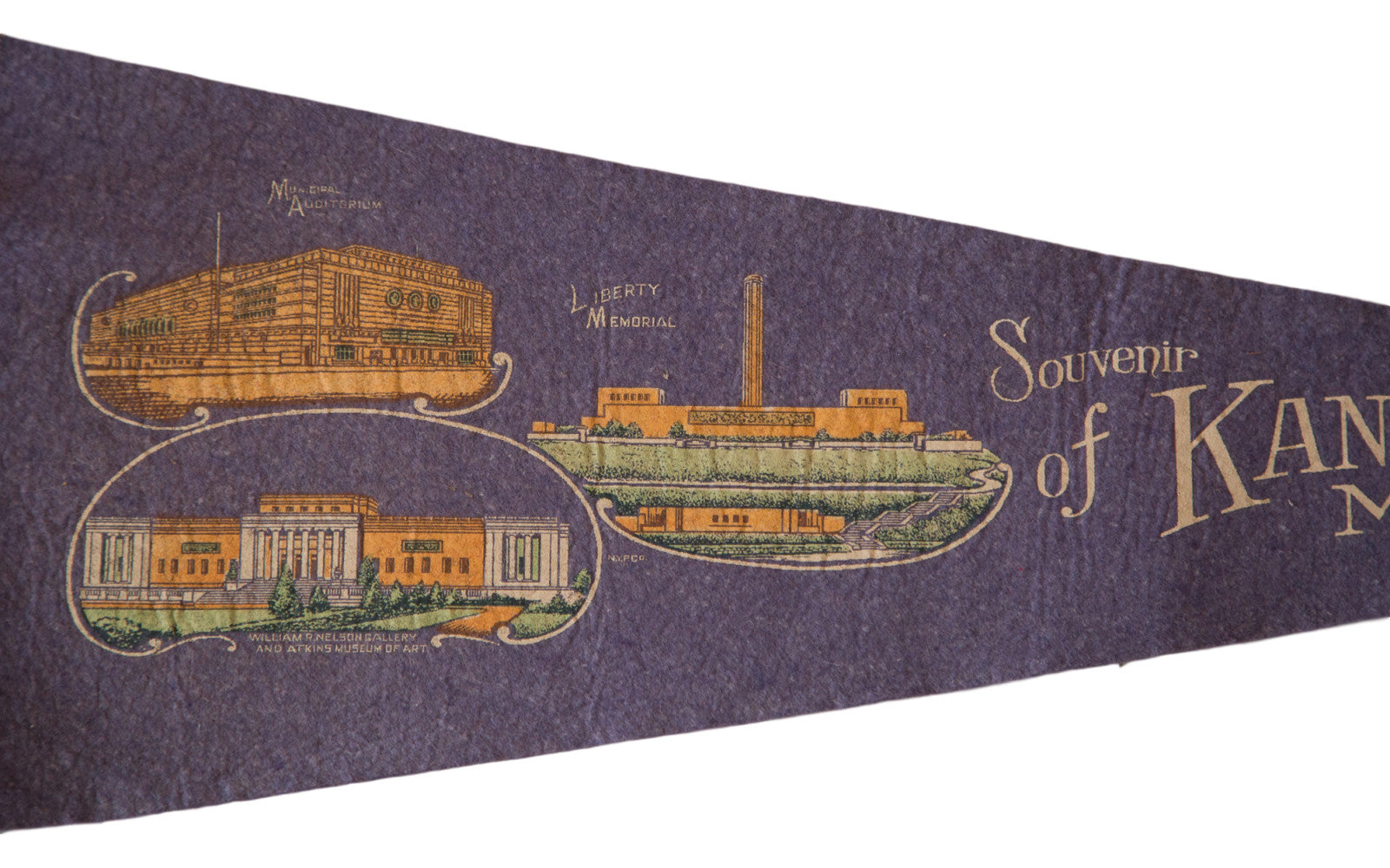 Souvenir of Kansas City Mo. Vintage Felt Flag // ONH Item 2539 Image 1