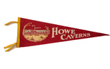 Howe Caverns red vintage felt pennant, cream 
