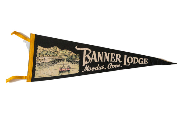 Banner Lodge Moodus Conn. Vintage Felt Flag // ONH Item 2541