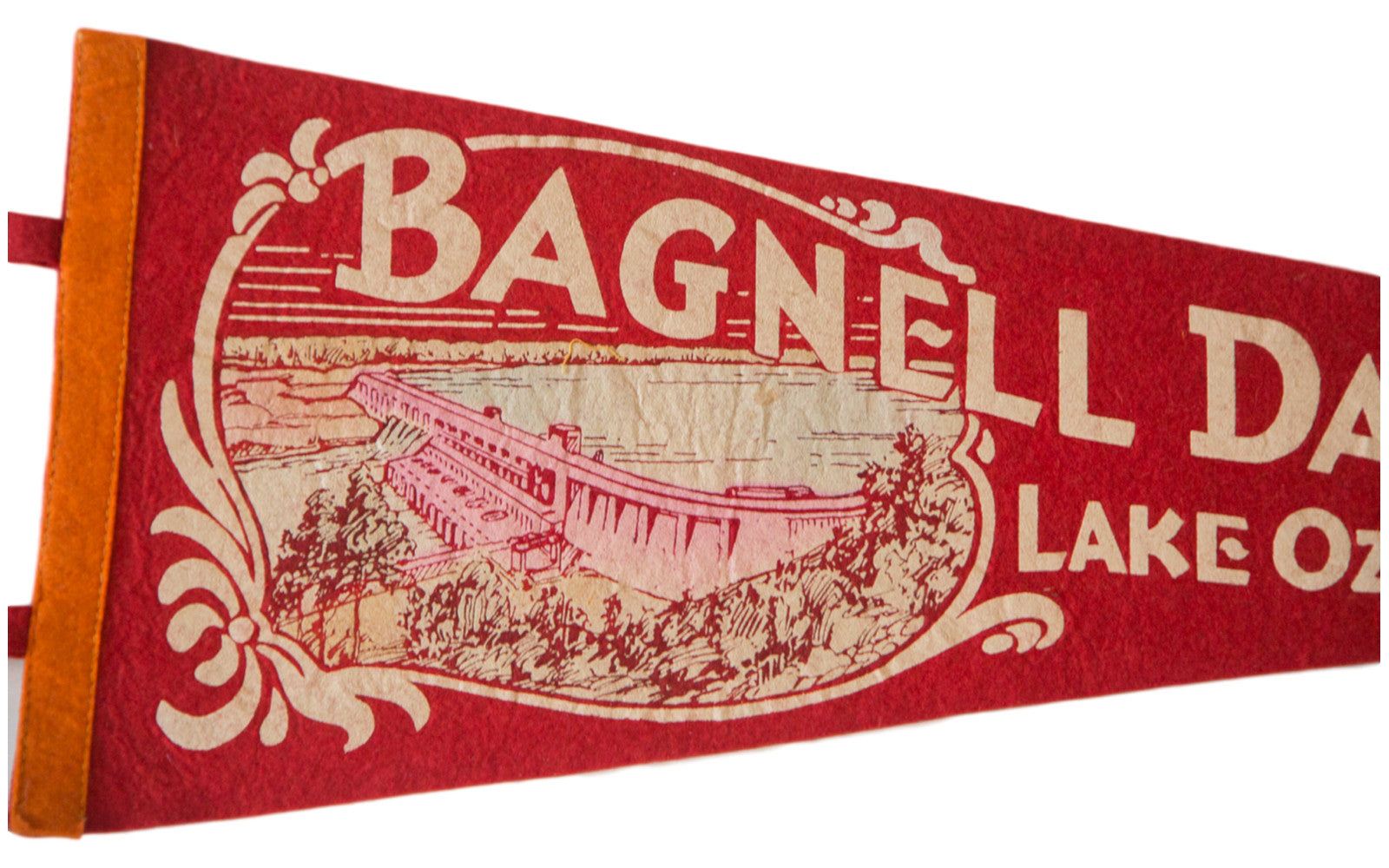 Bagnell Dam, Missouri Lake Ozark Vintage Felt Flag // ONH Item 2542 Image 1
