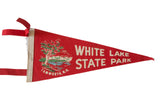 Vintage red felt White Lake State Park pennant with park landscape graphic, 7.5x18.