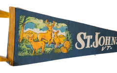St. Johnsbury VT. with Deer Green Vintage Felt Flag // ONH Item 2551 Image 1