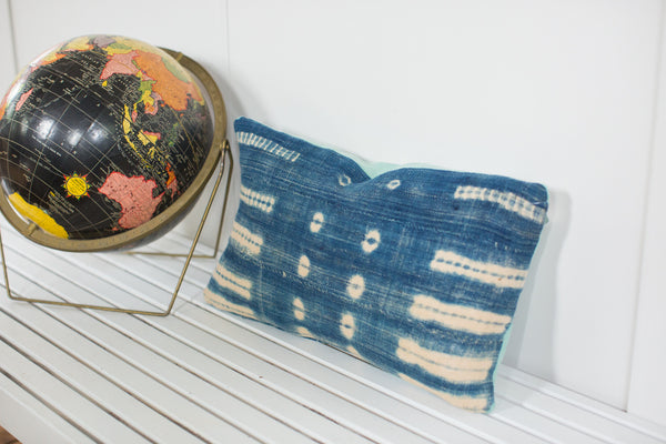 Vintage Indigo Blue Batik Pillow // ONH Item 2562A