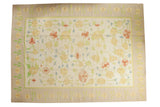 Vintage Dhurrie carpet, allover scrolling floral pattern in yellow, blush, and light blue, 8'9