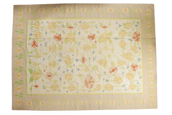 9x12 Vintage Minimalist Happy Dhurrie Carpet // ONH Item 2593