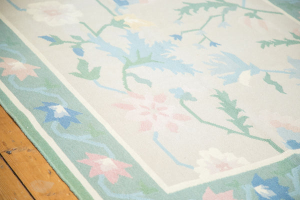 5x8.5 Vintage Minimalist Green Dhurrie Carpet // ONH Item 2594 Image 2