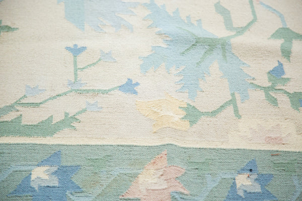 5x8.5 Vintage Minimalist Green Dhurrie Carpet // ONH Item 2594 Image 6