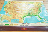 Vintage Cram's USA pull-down map, showing lower USA, Gulf of Mexico, and markable label.