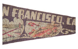Vintage felt San Francisco pennant displaying Golden Gate Bridge and Cliff House art.