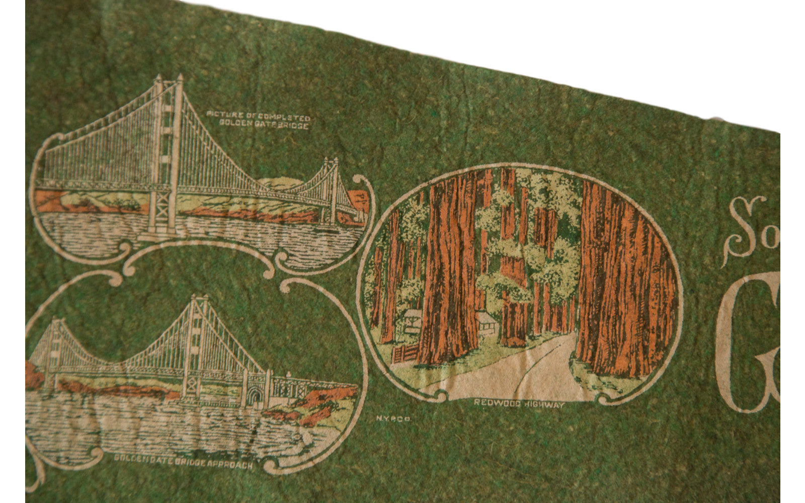 Golden Gate Bridge Vintage Felt Flag // ONH Item 2608 Image 1