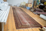 Vintage Northwest Persian Mir Serbend runner, distressed Guli Hannai pattern and classic vine motif.