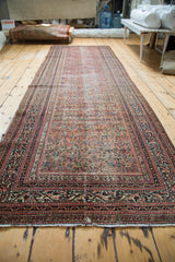 Fringe and heavily distressed Guli Hannai field of vintage Persian runner with Serbend border.