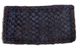Antique Boteh Belouch rug mat, allover plum red boteh pattern on dark indigo, 1'6