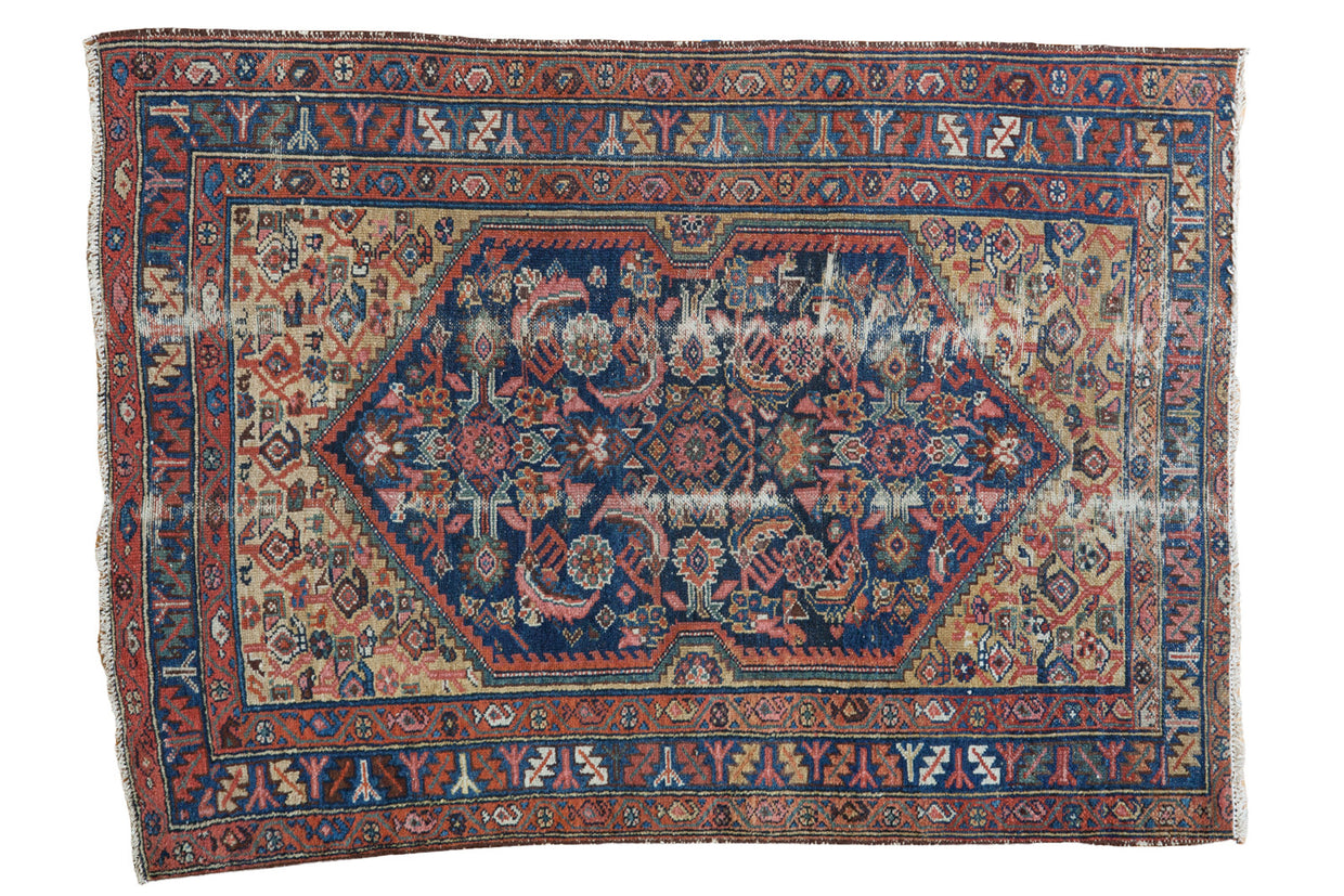 3.5x5 Colorful Distressed Antique Malayer Rug // ONH Item 2643