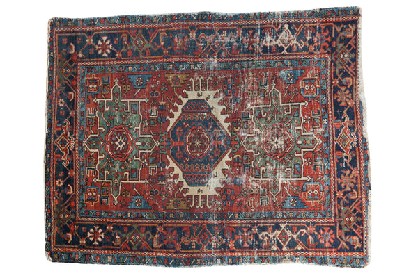3.5x4.5 Distressed Antique Karaja Square Rug // ONH Item 2652
