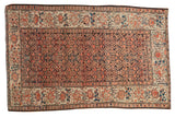 Antique Farahan Sarouk rug, fine weave, indigo herati field, ivory border with lotus flowers.