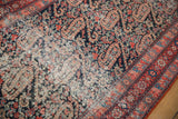 Distressed antique Malayer runner, blueberry, cerulean, and candy red paisley detail.