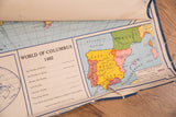 Curled lower right corner of vintage map, with 'Columbus in Europe' section.