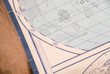 Detail of vintage Denoyer Geppert map, highlighting Java islands and blue grid lines.
