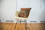 Reclaimed Mahal fragment pillow, intricate terracotta and aqua pattern with natural patina.
