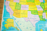 Vibrant 1990s pull-down map detail of the Southwestern USA, Mexico, and Alaska.
