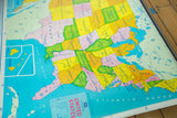 Colorful vintage Modern School USA map detail, showing southeastern states and Atlantic Ocean.