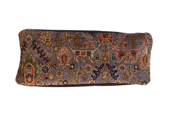 Purple Bibikabad Rug Fragment Lumbar Pillow // ONH Item 2734B
