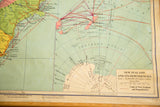 Vintage New Zealand map detail, displaying title box, scale, and Antarctic region.